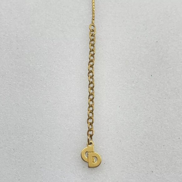 Auth Christian Dior Logo Gold Planting Necklace V120012 - Picture 6 of 9